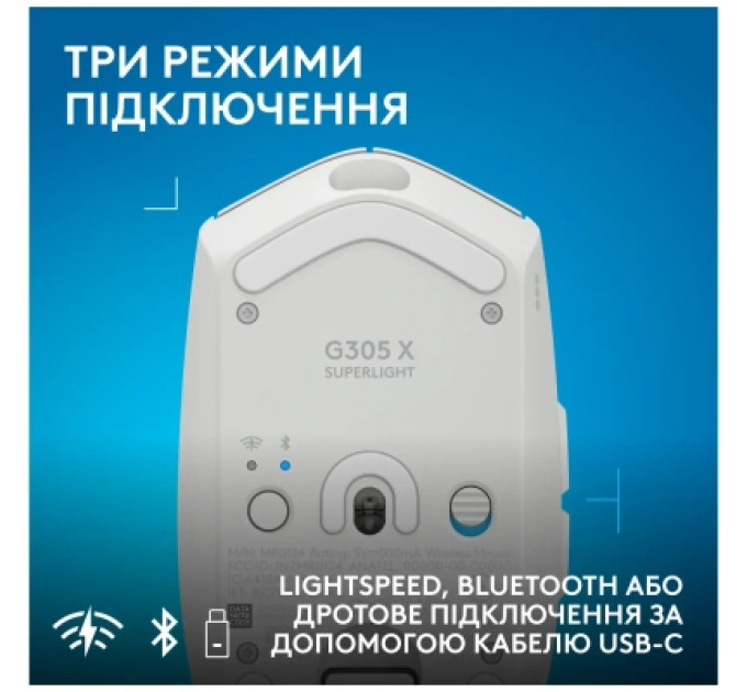 Logitech Мишка Logitech G305 X Superlight Wireless White (910-007747)