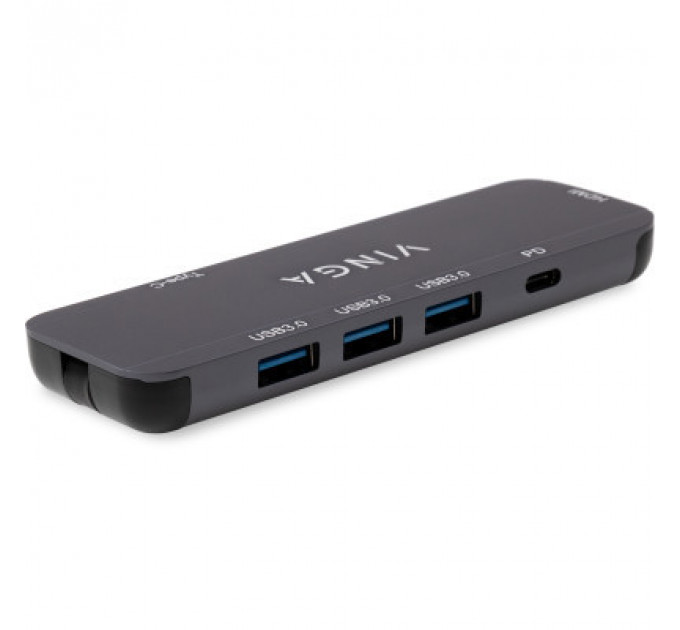 Концентратор Vinga USB-C 3.1 to HDMI+3xUSB3.0+PD100W+USB-C foldable cable (VHYC6FC)