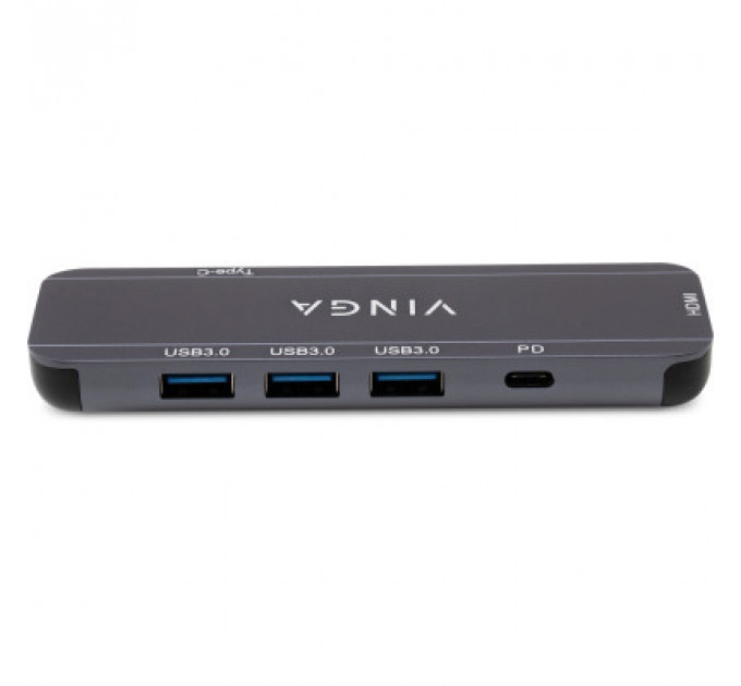 Концентратор Vinga USB-C 3.1 to HDMI+3xUSB3.0+PD100W+USB-C foldable cable (VHYC6FC)