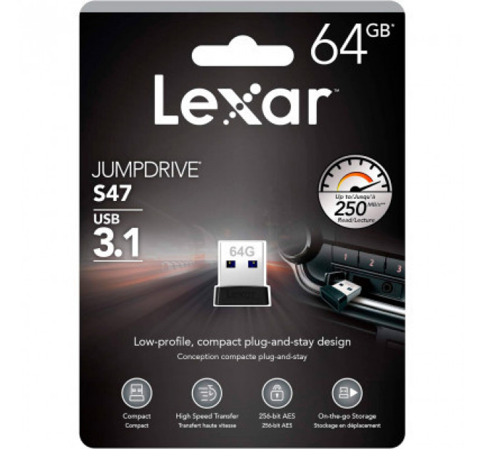 USB флеш накопичувач Lexar 64GB S47 USB 3.1 (LJDS47-64GABBK)