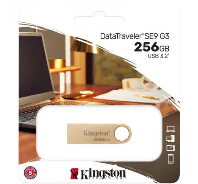 USB флеш накопичувач Kingston 256GB DataTraveler SE9 G3 Gold USB 3.2 (DTSE9G3/256GB)