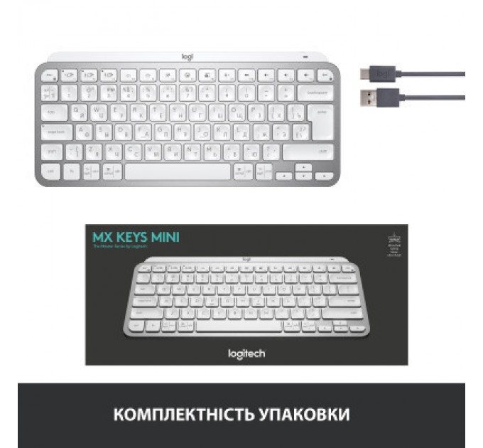Клавіатура Logitech MX Keys Mini Wireless Illuminated UA Pale Grey (920-010499)