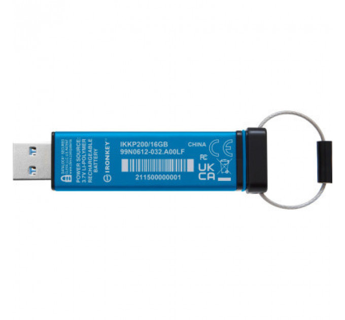 USB флеш накопичувач Kingston 16GB IronKey Keypad 200 Blue USB 3.2 (IKKP200/16GB)