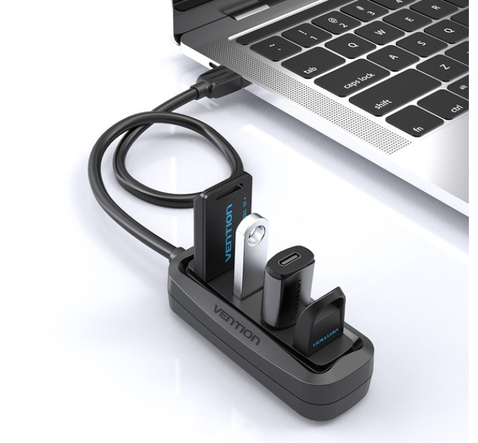 Vention Концентратор Vention USB Hub 4-Port 2.0 Black, 0.15 m (VAS-J43)