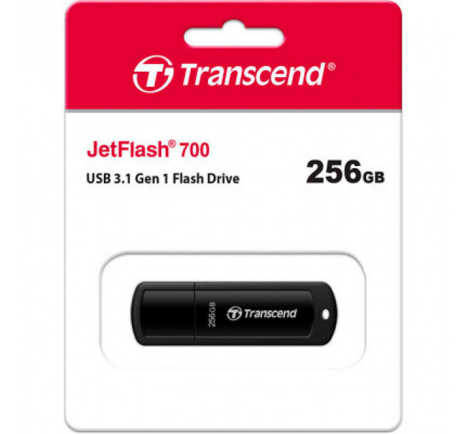 USB флеш накопичувач Transcend 256GB JetFlash 700 Black USB 3.1 (TS256GJF700)