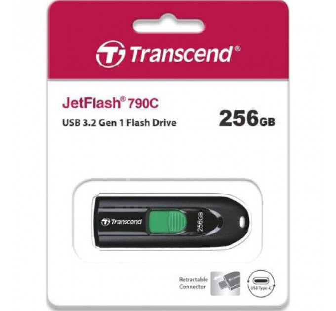 USB флеш накопичувач Transcend 256GB JetFlash 790C USB 3.2 Type-C (TS256GJF790C)