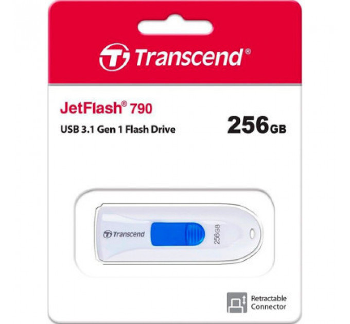 USB флеш накопичувач Transcend 256GB JetFlash 790 White USB 3.1 (TS256GJF790W)