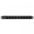 Kingda Силовий блок Kingda 19" 1U 9xSchuko, С14, без кабеля (KD-GER(16)N1009WKPB19A-C14)