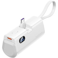 Батарея універсальна VENTION 4800mAh 22,5W PD, USB-C In/Out, LED display, with built-in USB-C cable White (FHQW0)