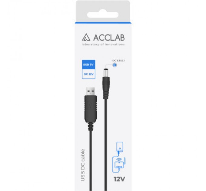 ACCLAB Кабель живлення USB to DC 5.5х2.1mm 12V 1A ACCLAB (1283126565120)