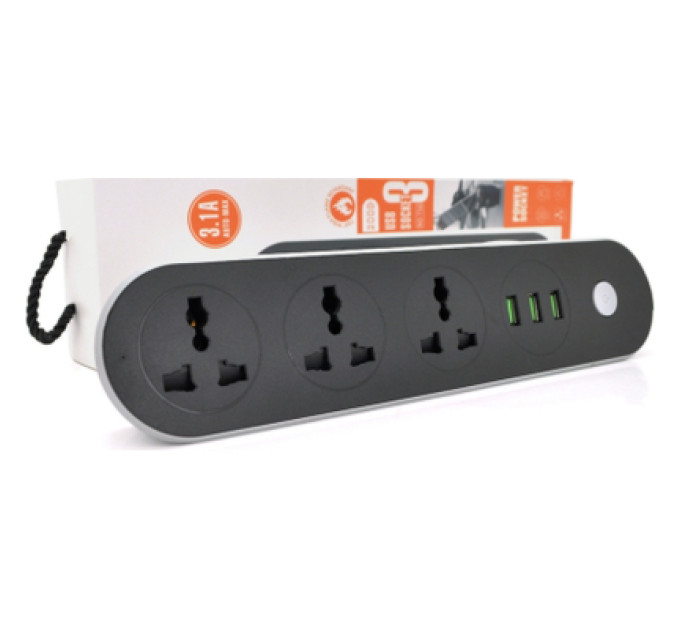 Voltronic Мережевий фільтр живлення Voltronic TВ-Т56, 3роз, 3*USB Black (ТВ-Т56-Black)