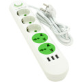 Voltronic Мережевий фільтр живлення Voltronic F02U, 3роз EU + 2роз Universal, 3*USB White (F02U-White)