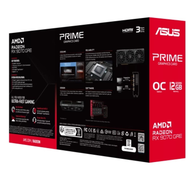 ASUS Відеокарта ASUS Radeon RX 9070 GRE 12Gb PRIME OC EVO (PRIME-RX9070GRE-O12G-EVO)