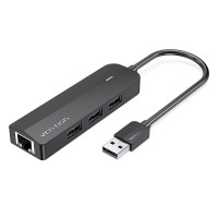 Концентратор Vention USB 2.0 to 3хUSB 2.0 + RJ45 100M Ethernet (CHPBB)
