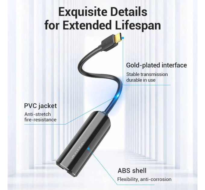 Vention Перехідник USB3.1 Type-C to Ethernet RJ45 1000 Mb Gigabit Vention (CFBBB)