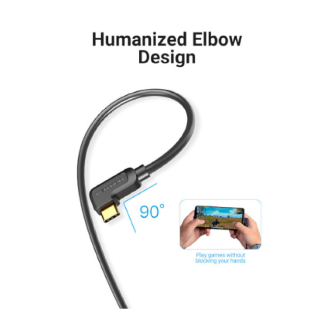 Vention Кабель мультимедійний USB-C 3.1 to HDMI 1.5m 90° 4K 60 Гц PVC Black Vention (CGVBG)