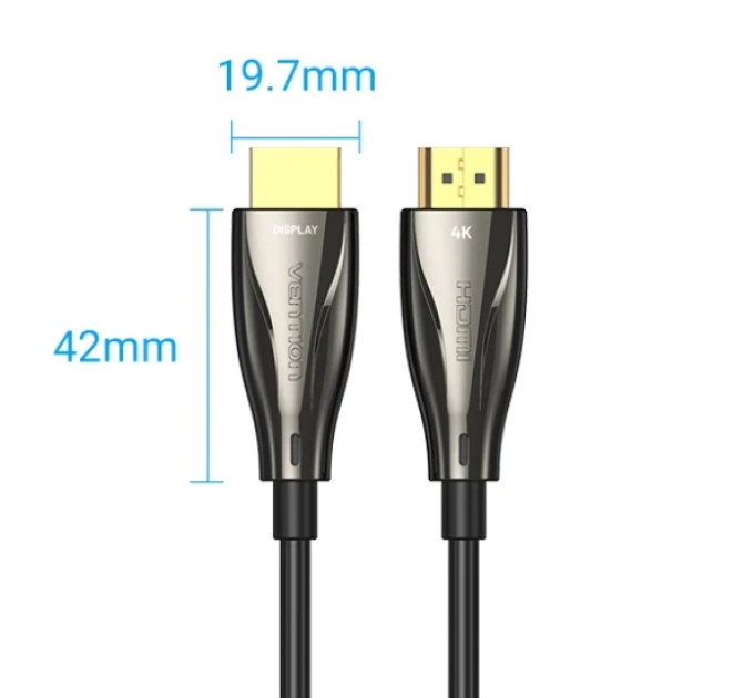 Vention Кабель мультимедійний HDMI to HDMI 30.0m V2.0 Optical 4K 60Hz 18Gbps Dolby 7.1 PVC Black Zinc Alloy Vention (ALABT)