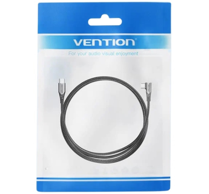 Vention Дата кабель USB-C to USB-C 0.5m USB2.0 60W (20V/3A) angle 90° Gray Aluminum Alloy Vention (TRAHD)