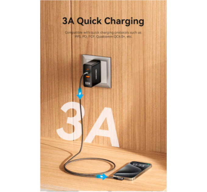 Vention Дата кабель USB-C to USB-C 0.5m USB2.0 60W (20V/3A) angle 90° Gray Aluminum Alloy Vention (TRAHD)