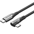 Vention Дата кабель USB-C to USB-C 0.5m USB2.0 60W (20V/3A) angle 90° Gray Aluminum Alloy Vention (TRAHD)
