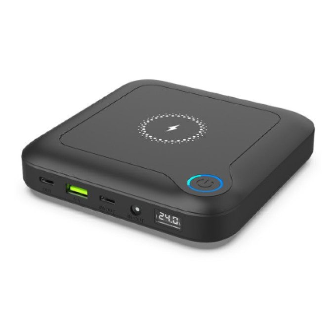 PowerPlant Батарея універсальна PowerPlant 24000mAh, PD/60W, DC 12-24V 9 connectors, QC/3.0, USB-C*2, USB-A, Wireless (PB930463)