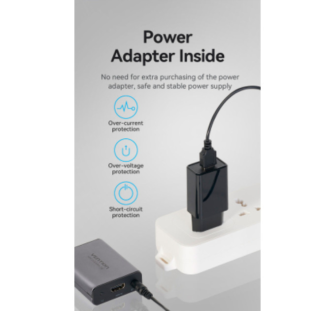 Vention Адаптер HDMI via UTP up to 60m w/Power adapter(RX/TX) V1.4 1080p 60Hz 3D DD7.1 Vention (AKGH0-EU)