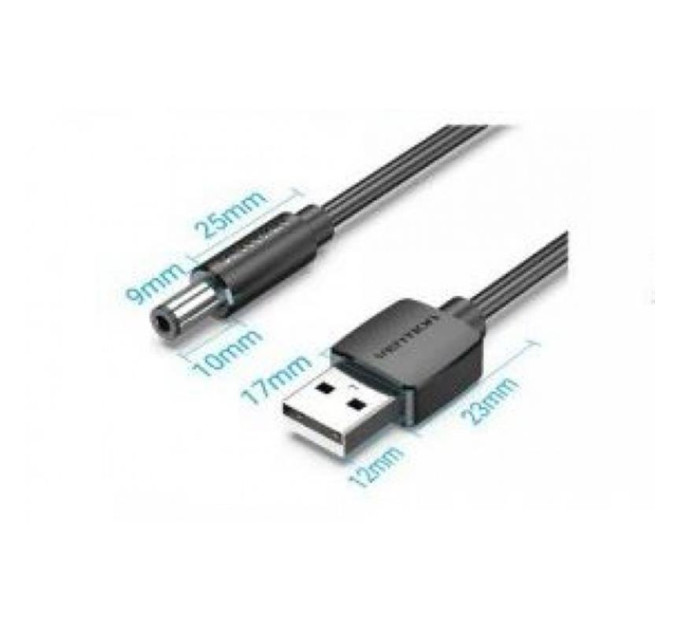 Vention Кабель Vention USB - DC (M/M), 5.5 мм, 0.5 м, Black (CEYBD)