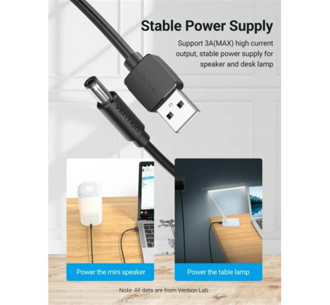 Vention Кабель Vention USB - DC (M/M), 5.5 мм, 1 м, Black (CEYBF)