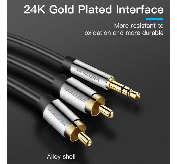 Vention Кабель Vention 3.5 мм - 2xRCA (M/M), 2 м, Black (BCFBH)