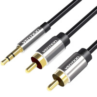 Кабель Vention 3.5 мм - 2хRCA (M/M), 10 м, Black (BCFBL)