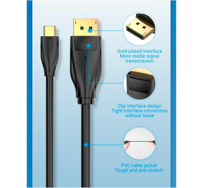 Vention Кабель Vention DisplayPort - USB Type-C (M/M), 2 м, Black (CGYBH)