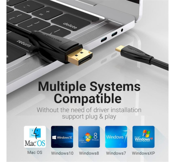 Vention Кабель Vention DisplayPort - USB Type-C (M/M), 2 м, Black (CGYBH)