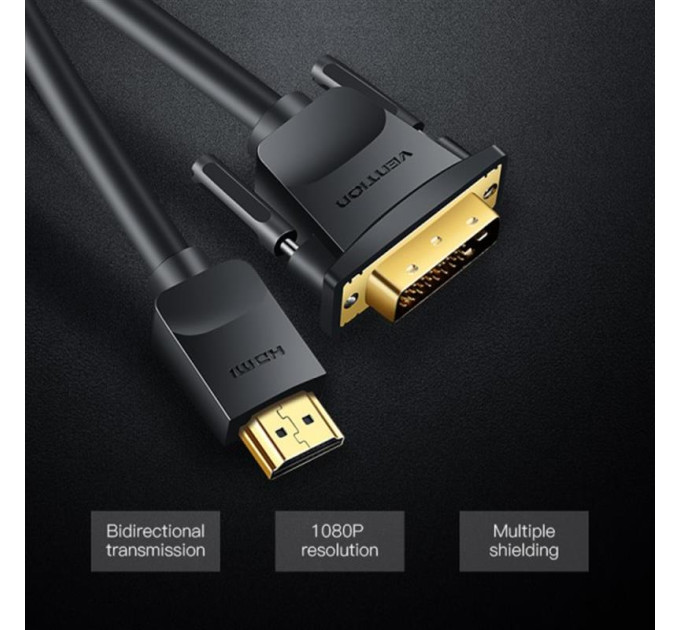 Vention Кабель Vention DVI - HDMI V 1.4 (M/M), 5 м, Black (ABFBJ)