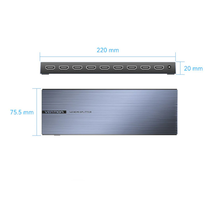 Vention Сплітер 4К 1*8HDMI Black Aluminum Alloy Type EU Standart (AKQB0-EU)