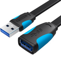 Подовжувач Vention Flat USB - USB (M/F), 3 м, Black (VAS-A13-B300)