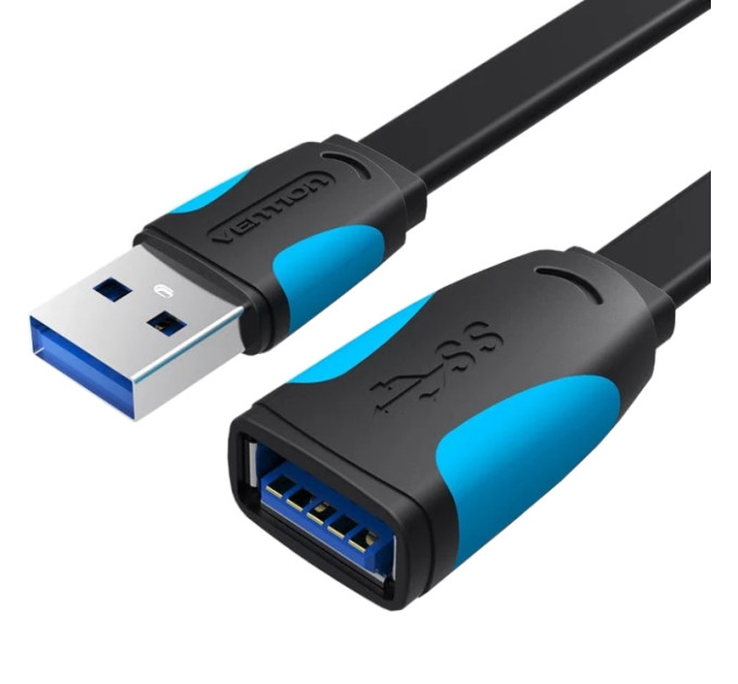 Vention Подовжувач Vention Flat USB - USB (M/F), 3 м, Black (VAS-A13-B300)