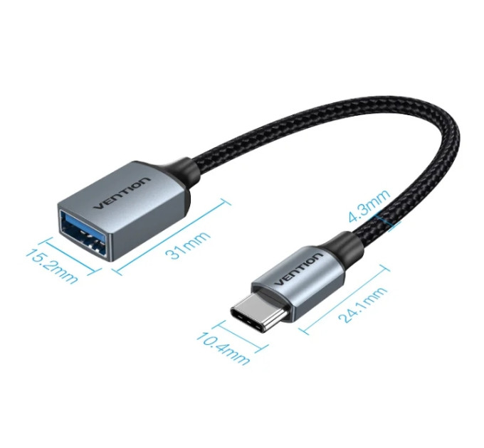 Vention Перехідник USB 3.0 Type-C to USB AF (OTG) 0.15m Aluminum Alloy Vention (CCXHB)