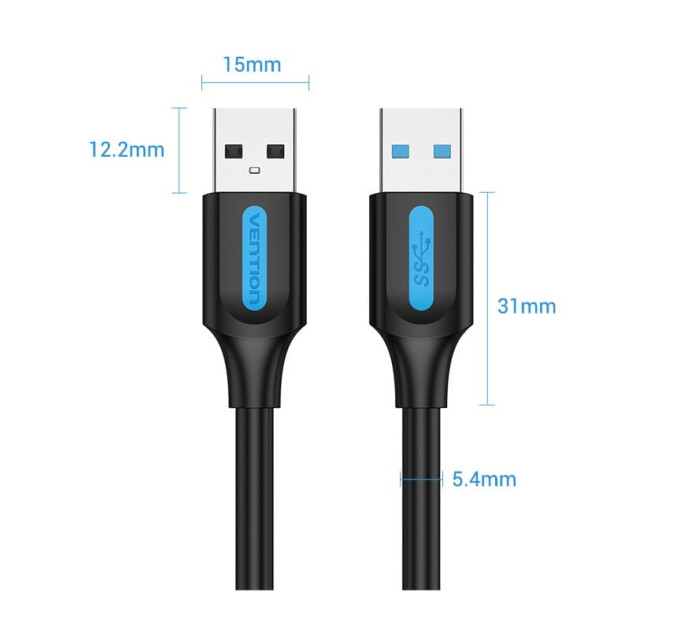 Vention Кабель Vention USB - USB V 3.0 (M/M), 1 м, Black (CONBF)
