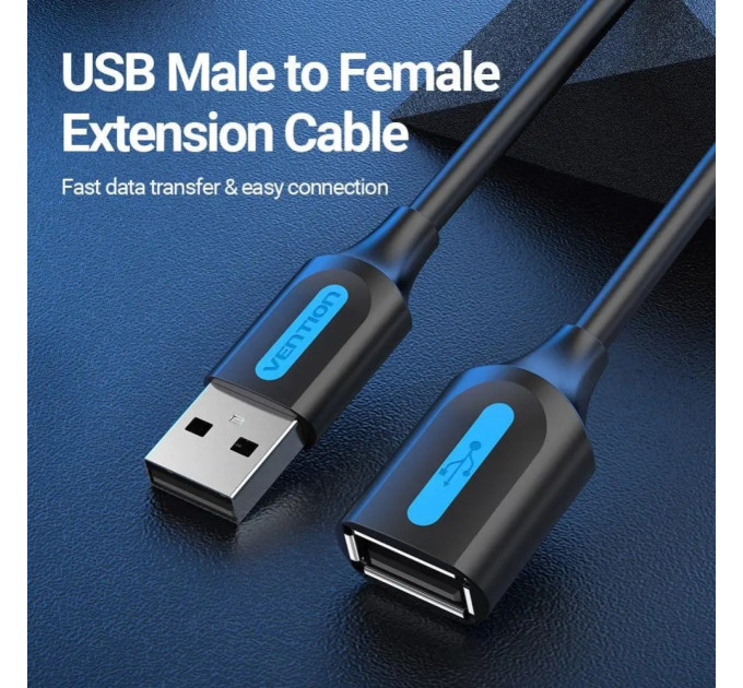 Vention Дата кабель USB 2.0 AM/AF 1.5m black Vention (CBIBG)