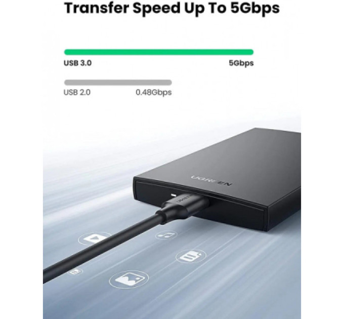 Ugreen Кишеня зовнішня UGREEN USB 3.0 to 2.5" HDD/SSD CM237 black (60353)