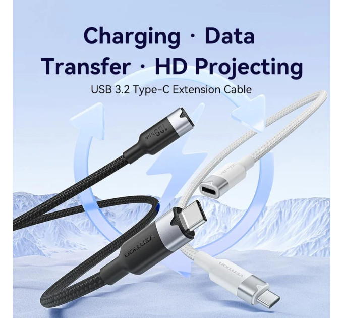 Vention Дата кабель USB-C M/F 1.0m 100W 10Gbps 4K60Hz VENTION (TRFBF)