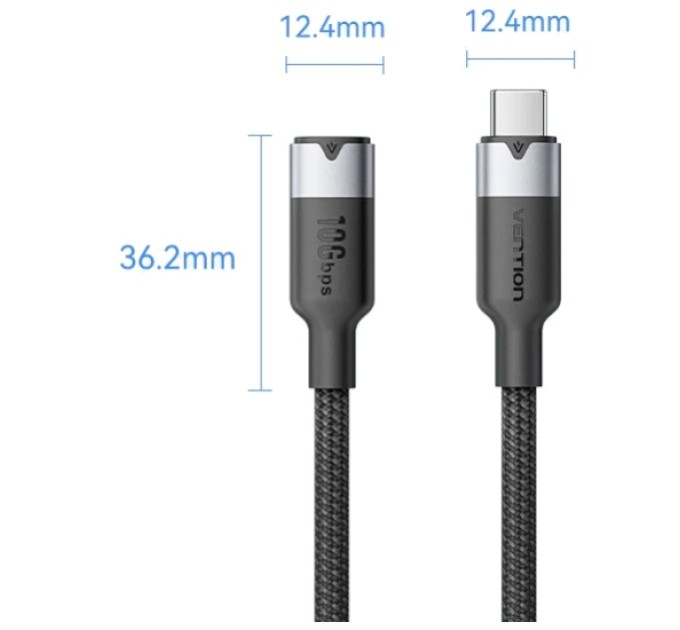 Vention Дата кабель USB-C M/F 1.0m 100W 10Gbps 4K60Hz VENTION (TRFBF)