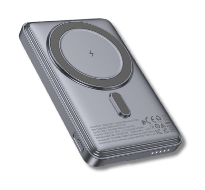 HOCO Батарея універсальна HOCO 5000mAh Title PD/20W Magnetic with stand + mini wallet Grey (Q46 / 714988)