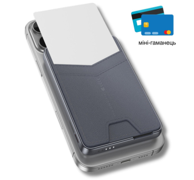 HOCO Батарея універсальна HOCO 5000mAh Title PD/20W Magnetic with stand + mini wallet Grey (Q46 / 714988)