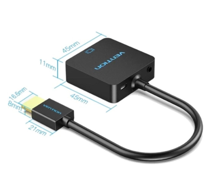 Vention Перехідник HDMI M to VGA F 1080P 60Hz 3,5mm Audio Micro USB (F) powered Vention (ACRBB)