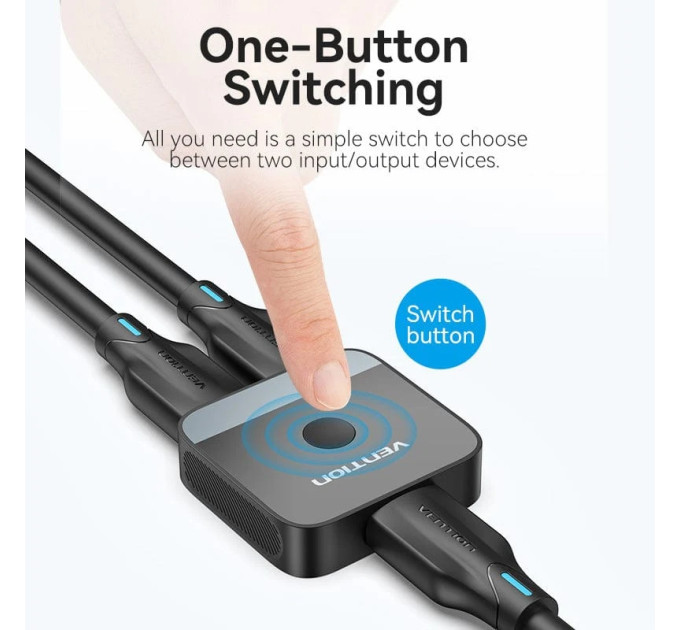 Vention Сплітер HDMI 2.0 UHD 4K 60Hz 3D, HDCP,1080P перемикач двонаправлений 2 IN 1 OUT Vention