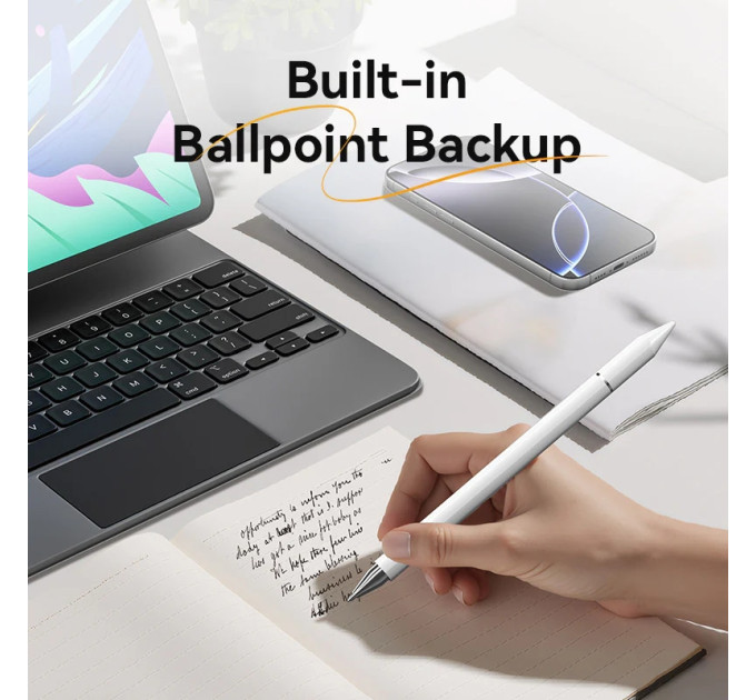 Vention Стилус - ручка для ємнісних екранів 3-в-1 Magnetic Stylus Pen White Aluminum Alloy Type Vention