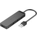 Vention Хаб USB 2.0 -> 4xUSB 2.0, 0.15м, Black Vention