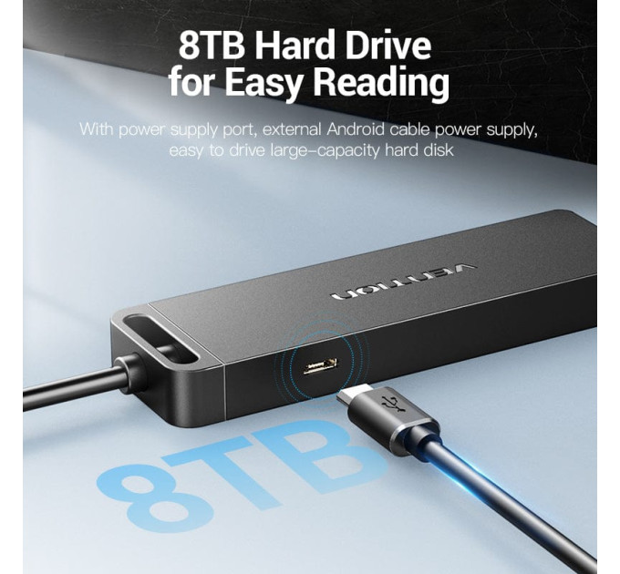 Vention Хаб USB 2.0 -> 4xUSB 2.0, 0.15м, Black Vention