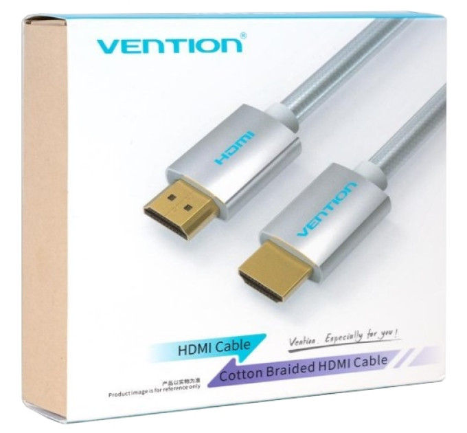 Vention Кабель HDMI M - M, 8.0м, V2.0, 4K 60Гц, обплетення, Silver Metal Type Vention